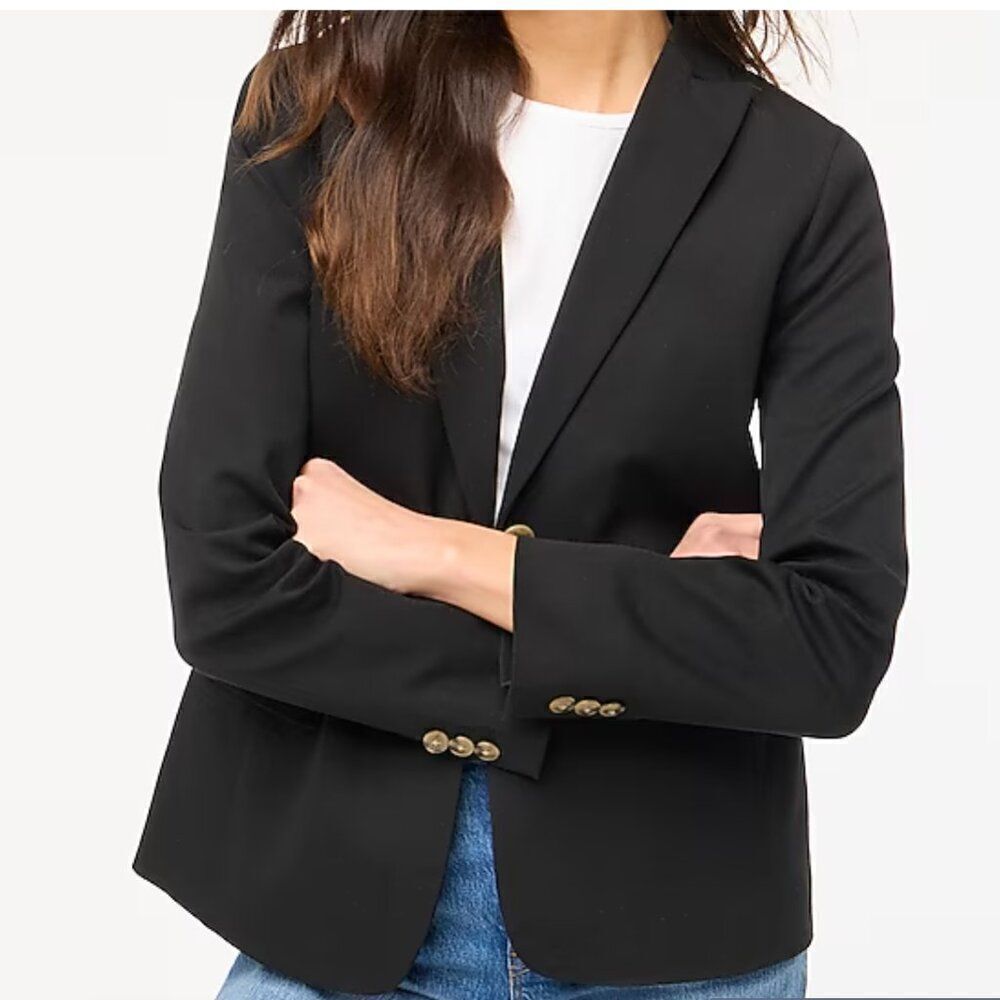 J. Crew Factory BP095 Black Cotton-blend two-button blazer size 12 NWT
